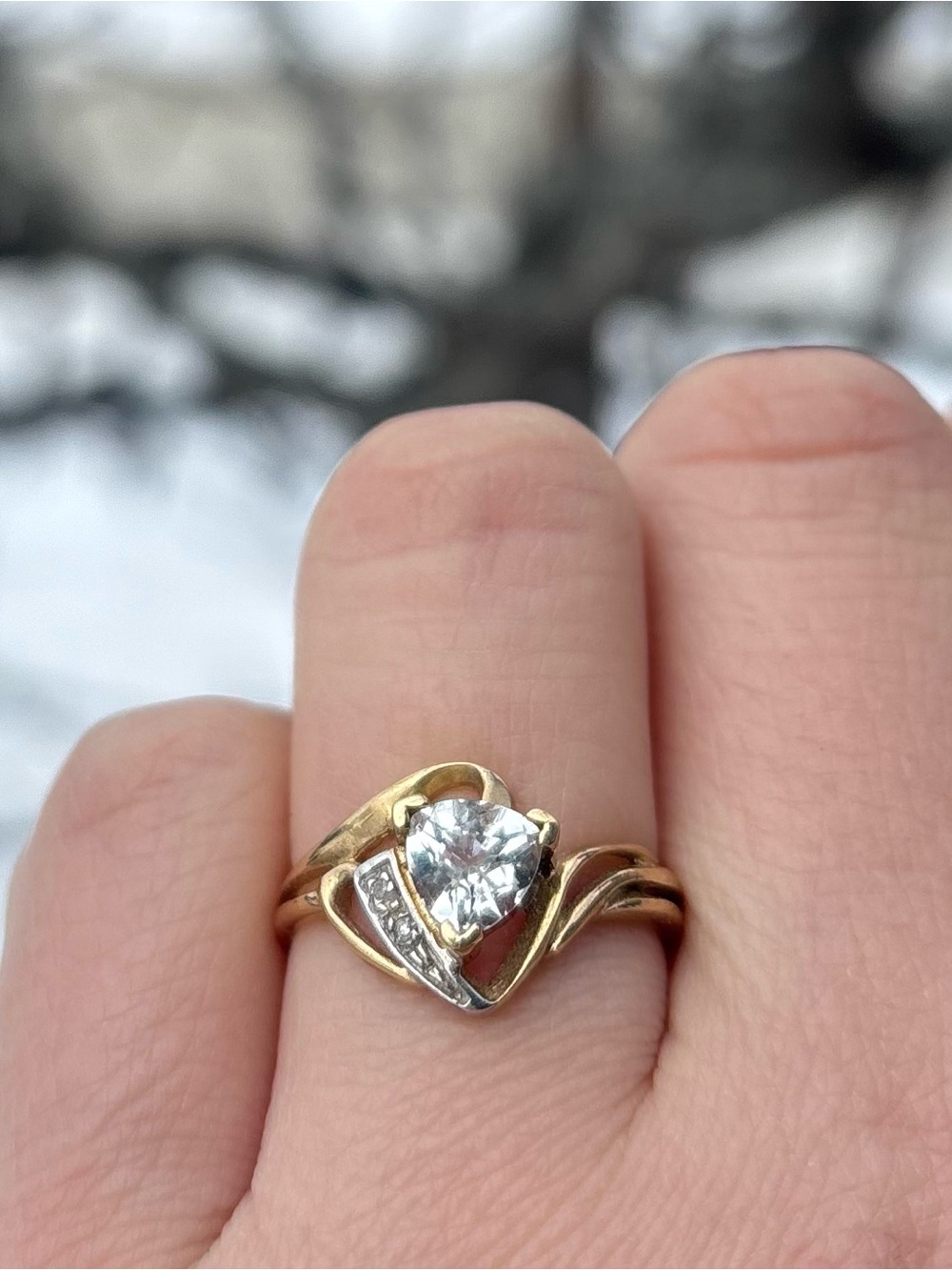 Aquamarine Diamond 10K Gold Ring